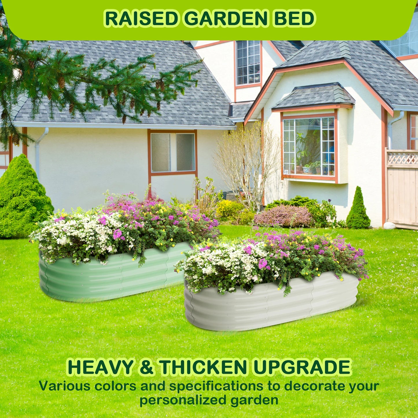 2 - 4.5x2x1ft Oval Galvanized Raised Beds
