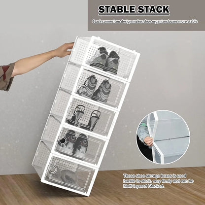 Large Stackable Plastic Shoe Storage Boxes
