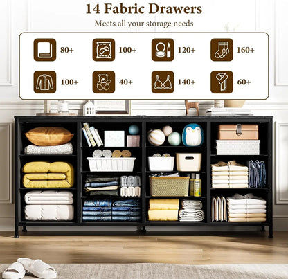14 Drawer Dresser Black Fabric Dresser