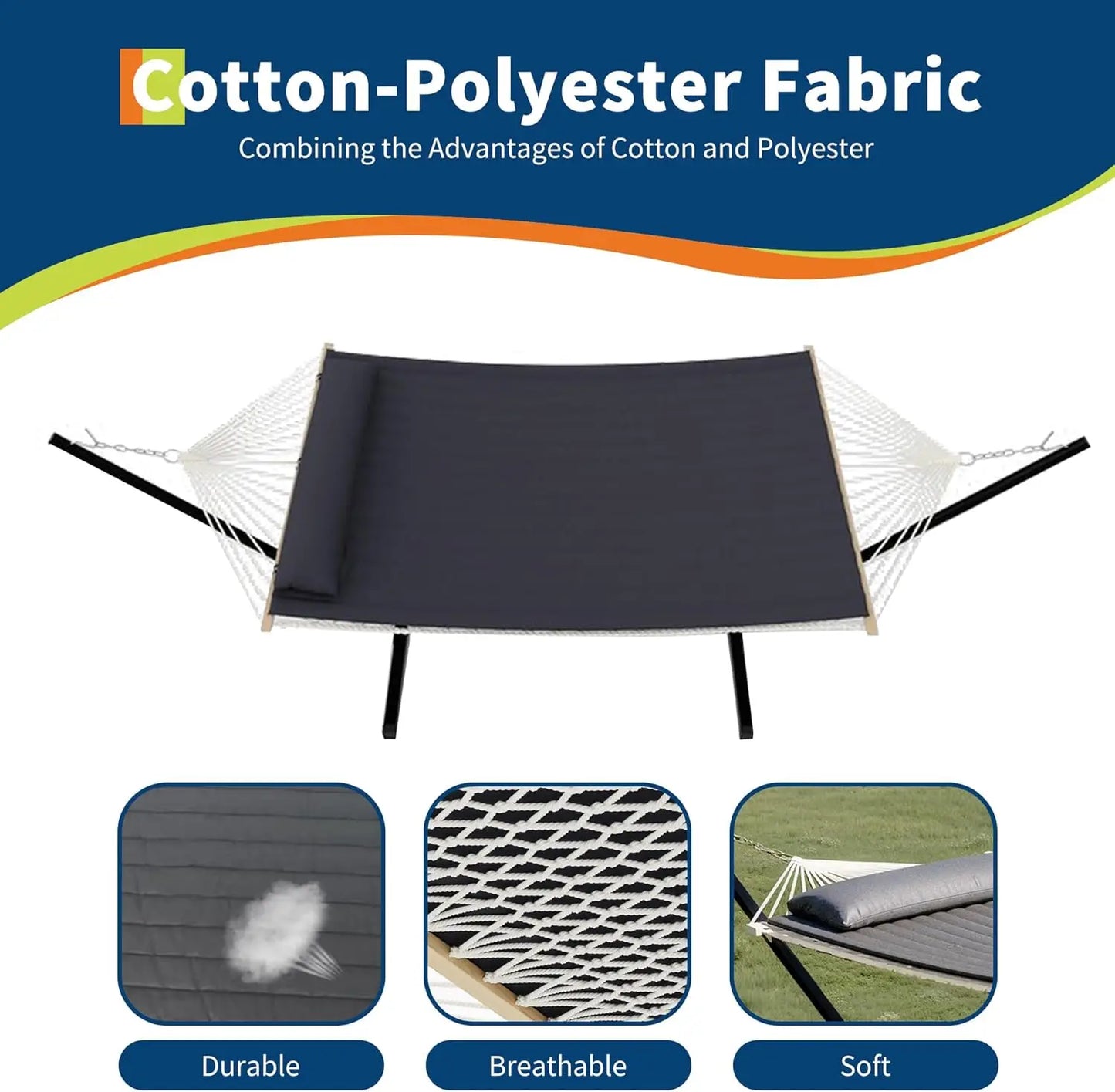 Heavy Duty Double Hammock With Stand