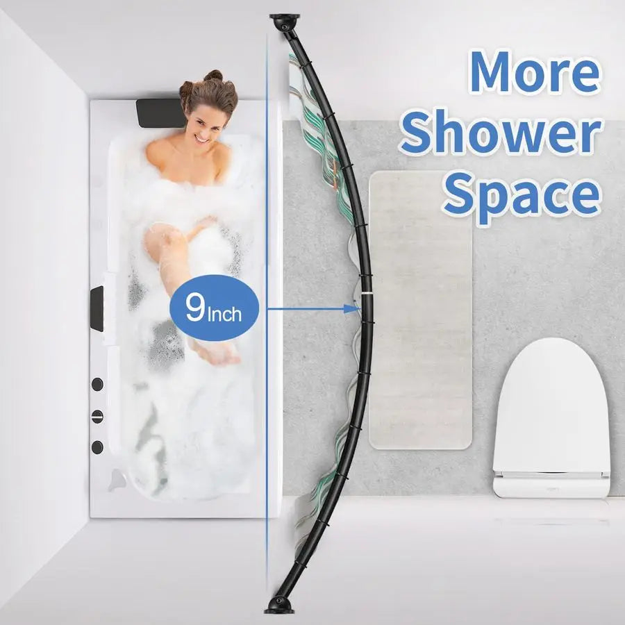 Adjustable Curved Shower Curtain