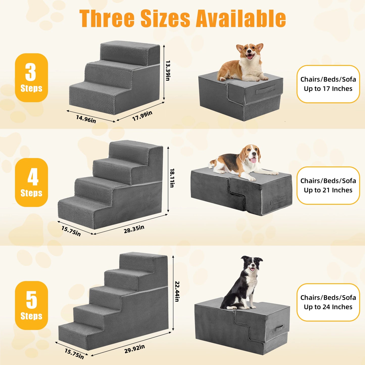 3-5 Step Foam Dog Stairs