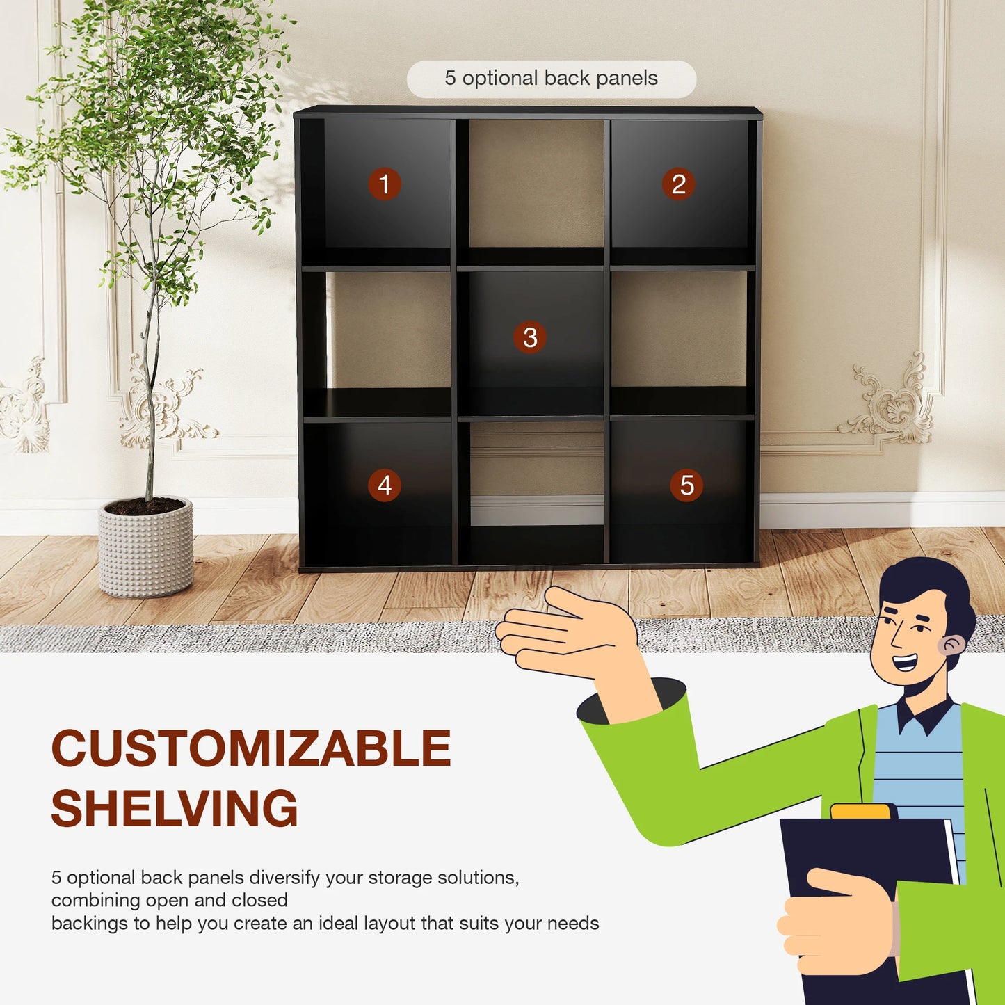 9 Cube Storage Wooden Organizer Shelf Bookcase