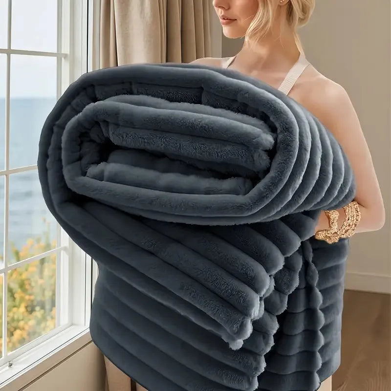 Ultra-Soft Striped Flannel Fleece Blanket