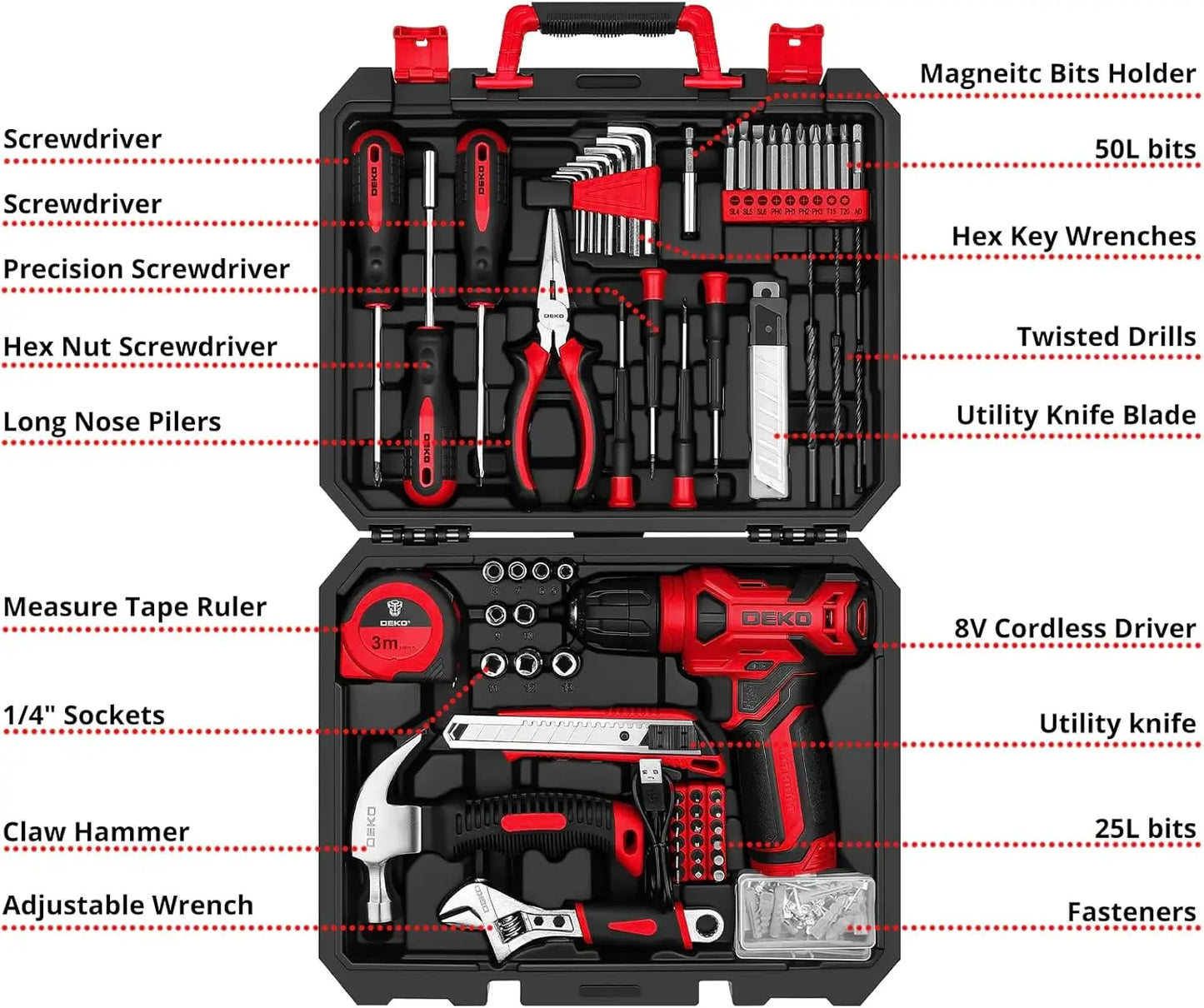 Drill Set Tool Set with Cordless Drill
