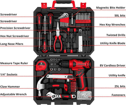 Drill Set Tool Set with Cordless Drill