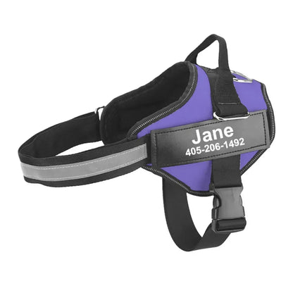 Personalized NO PULL Reflective Breathable Dog Harness