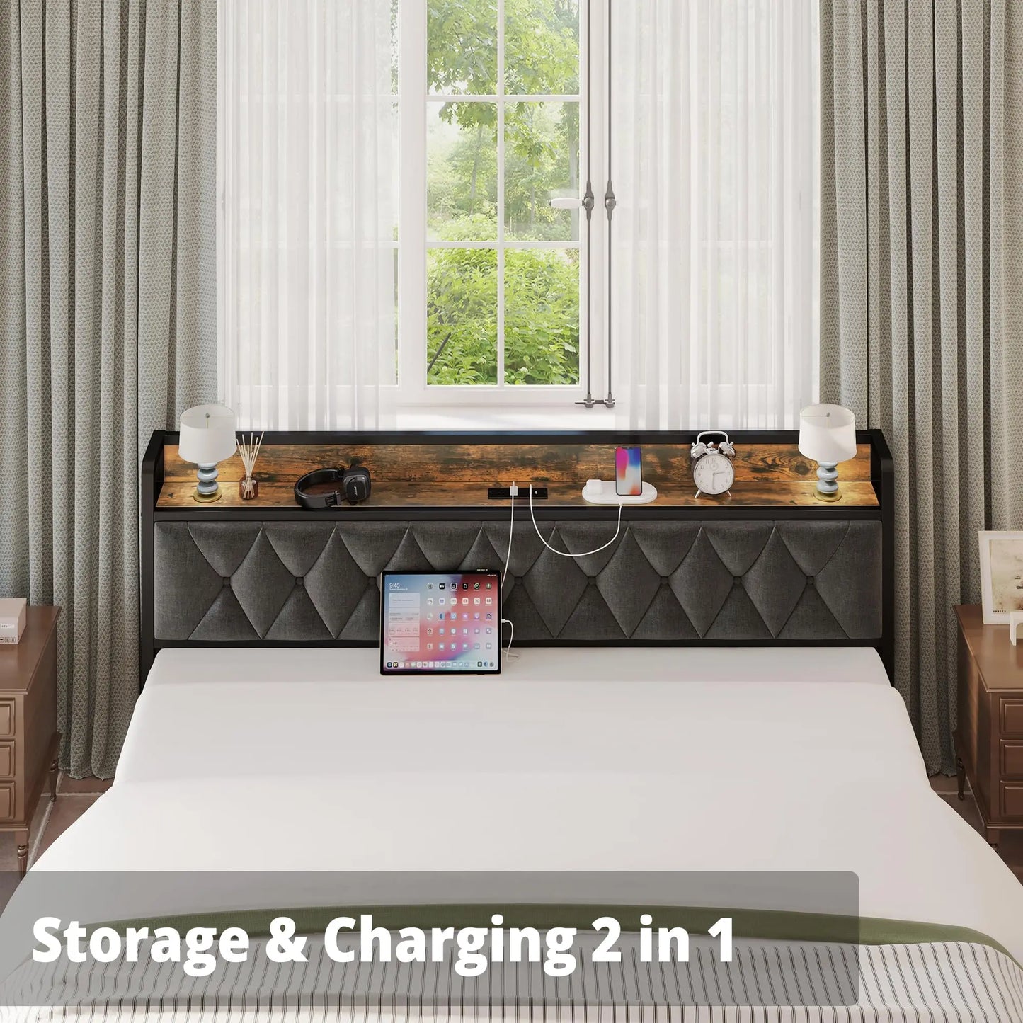 Bed Frames With Storage Headboard And Outlets