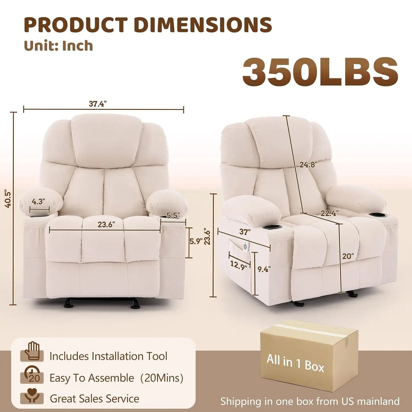 Massage Rocker Recliner Chair with Heat