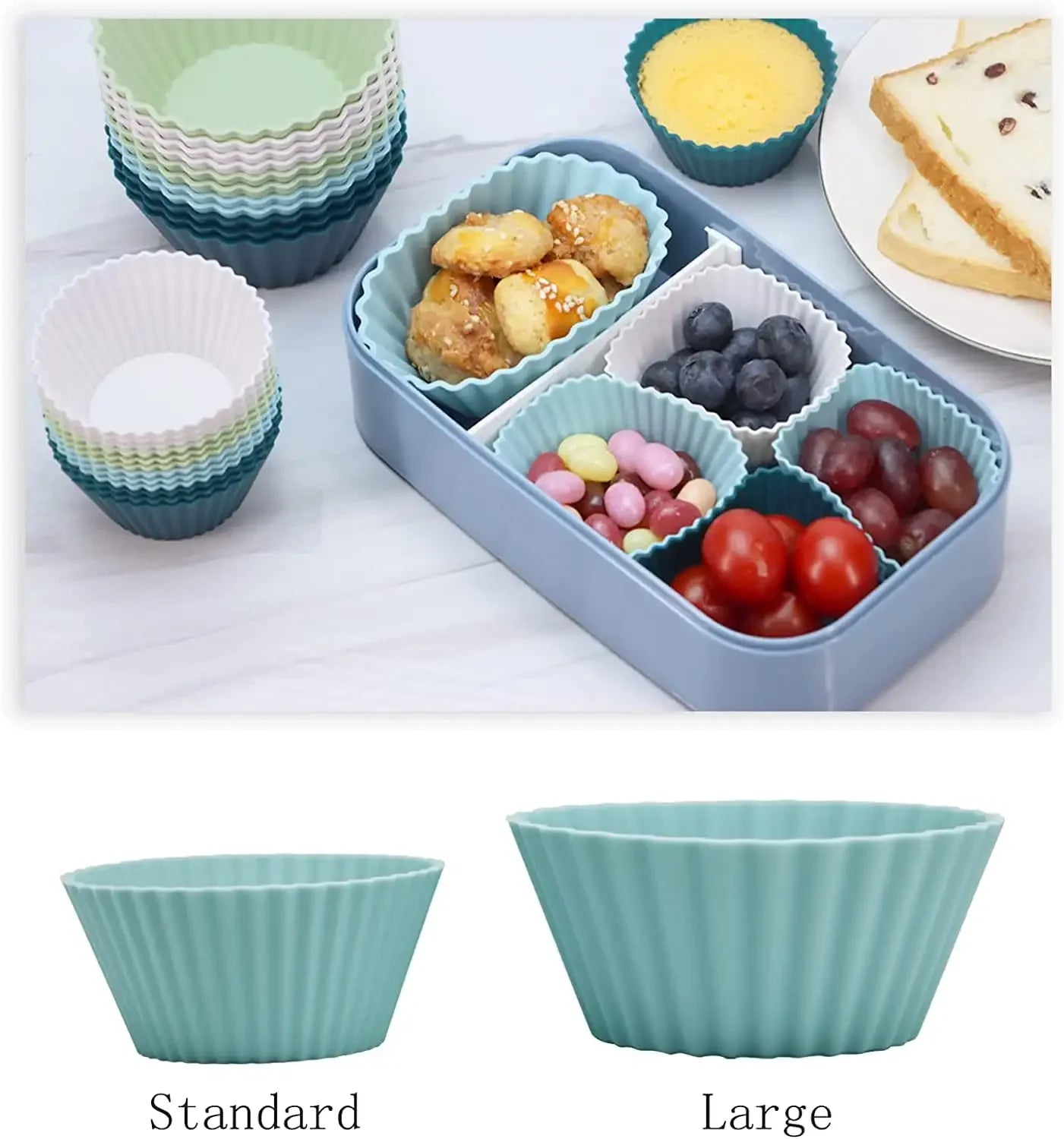 Reusable Silicone Baking Cups - Large Size