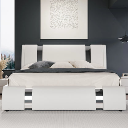 Modern Faux Leather Low Profile Bed Frame