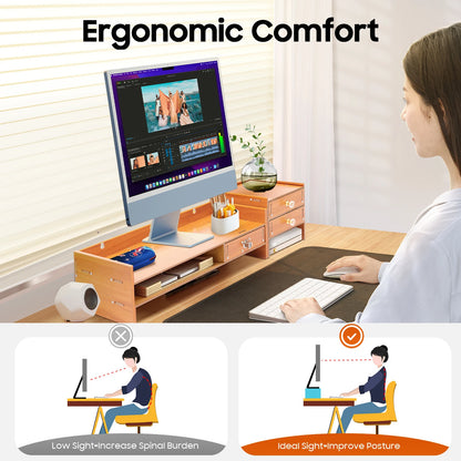 Computer Monitor Stand with Drawers
