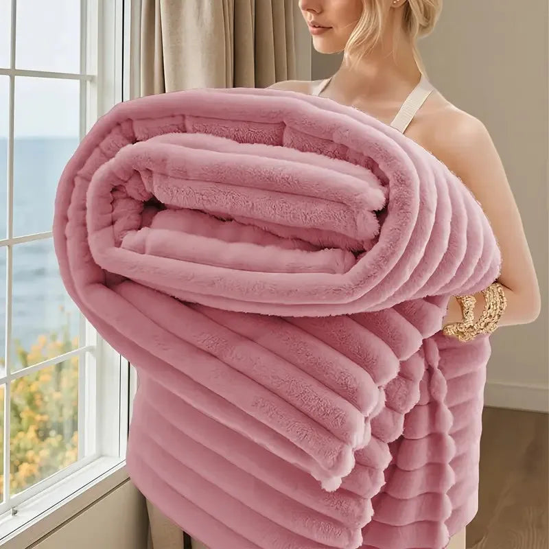 Ultra-Soft Striped Flannel Fleece Blanket