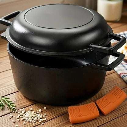 7 QT 2-In-1 Pre-Seasoned Cast Iron Dutch Oven