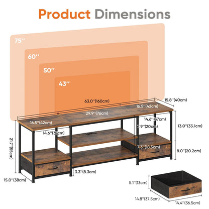 Wooden TV Stand with Drawers
