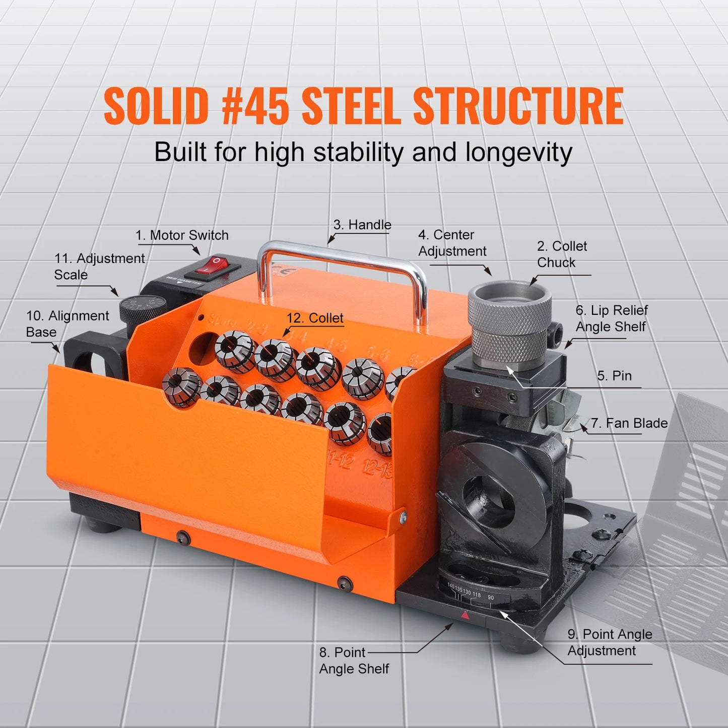 3-13mm Portable Drill Bit Sharpener