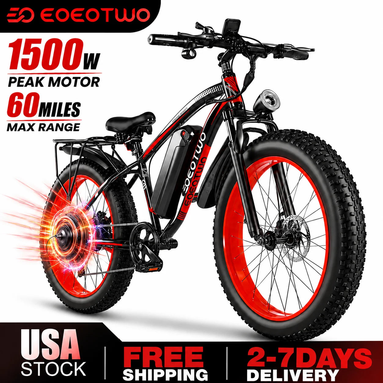 26" Fat Tire Electric Bike for Adults