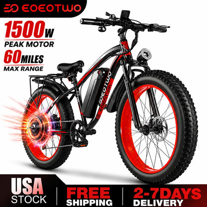 26" Fat Tire Electric Bike for Adults