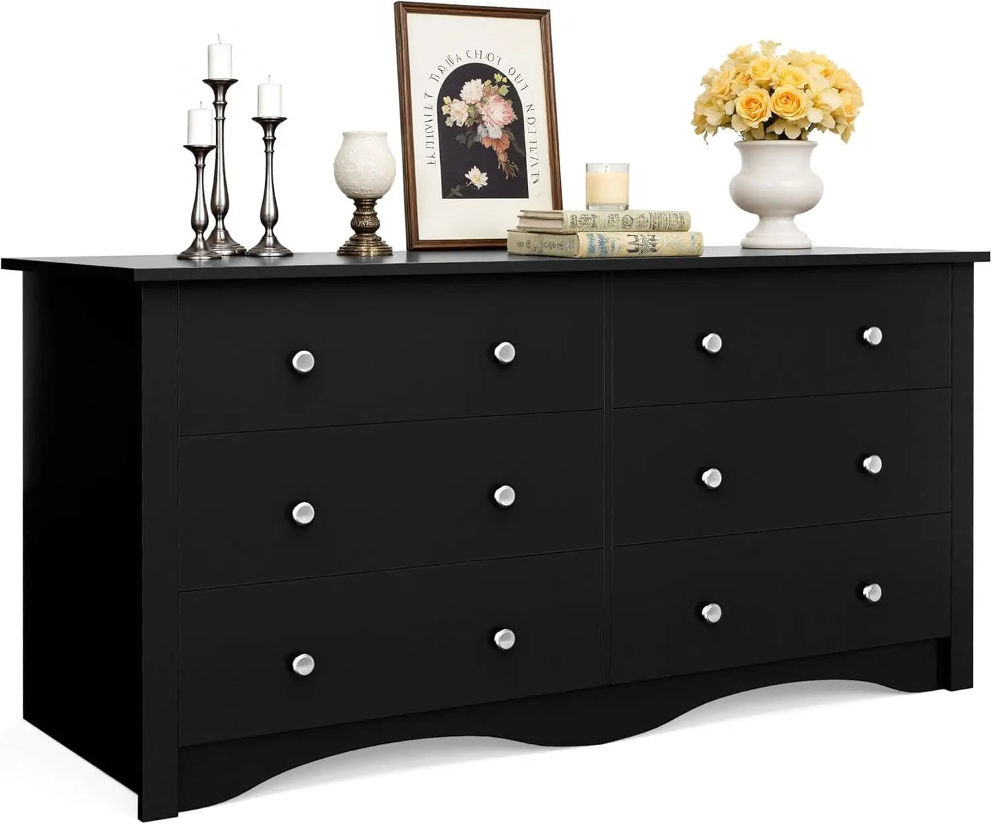 Dresser 6 Wood Drawers for Bedroom