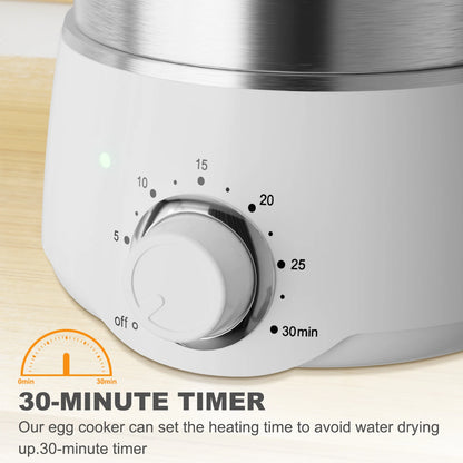 Egg Cooker with Timer - 14 Egg Capacity Electric Steamer for Hard Soft Boiled, Poached, Scrambled Eggs & Omelets, Auto Shut Off