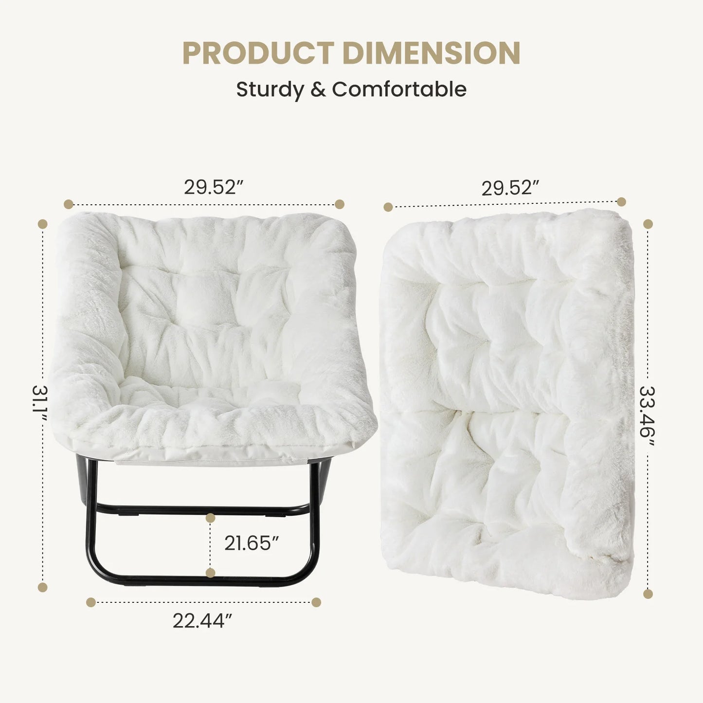 28" Cozy Foldable Faux Fur Saucer Chair
