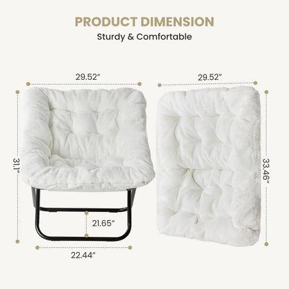 28" Cozy Foldable Faux Fur Saucer Chair