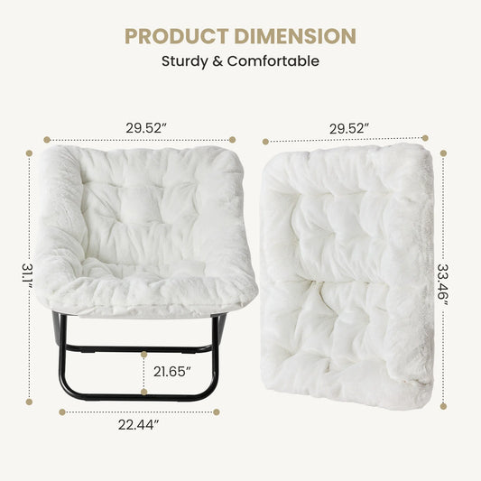28" Cozy Foldable Faux Fur Saucer Chair