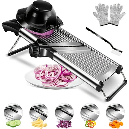 Stainless Steel Mandolin Slicer with 5 Blades